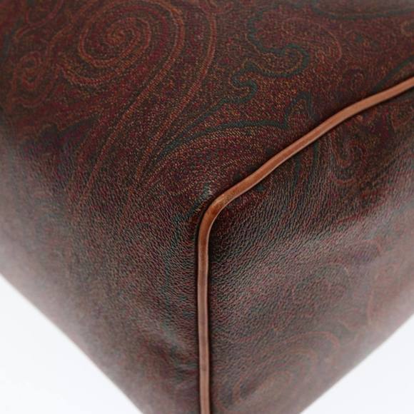 ETRO Paisley Boston Bag PVC Leather Brown Auth yk13070 - Picture 15 of 16